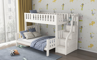 SM23L Queen Bunk Bed - Mid Bunk Bed - Child-friendly Storage Staircase